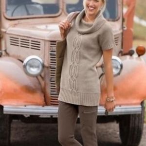 Athleta Taupe Cowl Neck Tunic